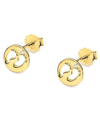 Gold earrings feet 14k with diamond 0.01ct