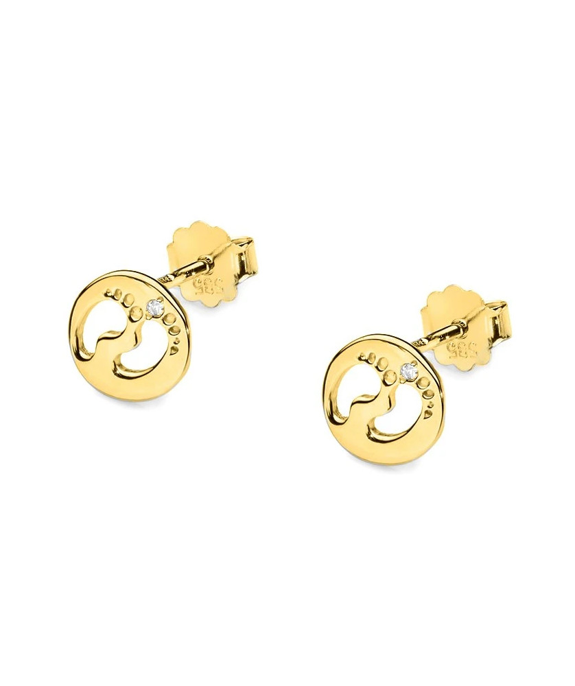 Gold earrings feet 14k with diamond 0.01ct