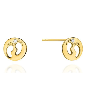 Gold earrings feet 14k with diamond 0.01ct