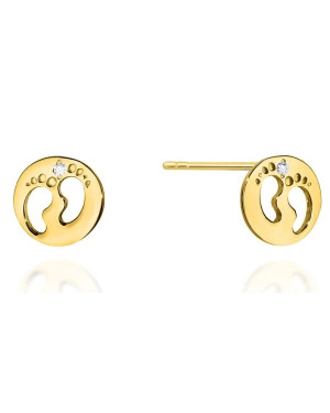 Gold earrings feet 14k with diamond 0.01ct