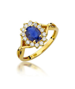 14k Gold Ring with Diamond Sapphire 0.90ct