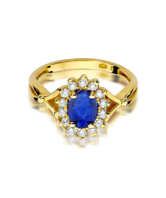 14k Gold Ring with Diamond Sapphire 0.90ct