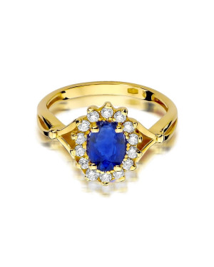 14k Gold Ring with Diamond Sapphire 0.90ct