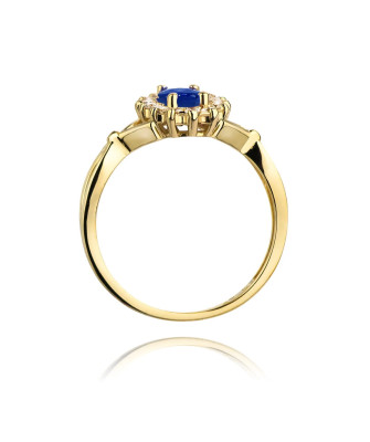 14k Gold Ring with Diamond Sapphire 0.90ct
