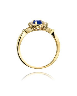 14k Gold Ring with Diamond Sapphire 0.90ct