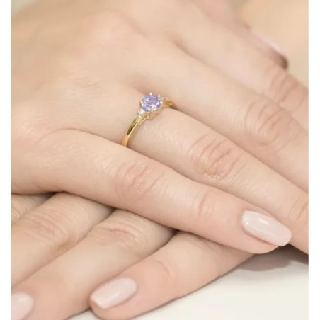 Gold ring with diamond EY-10 amethyst | GoldJewellery