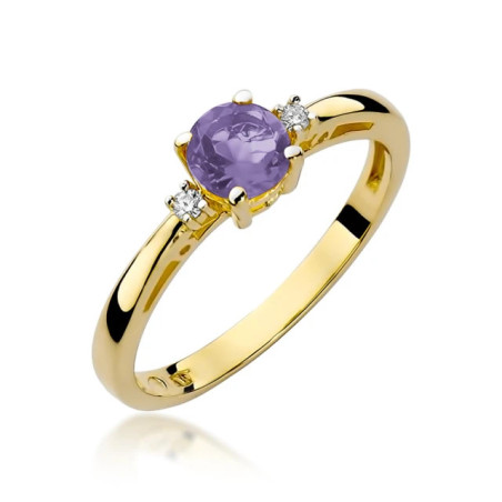 Gold ring with diamond EY-10 amethyst | GoldJewellery