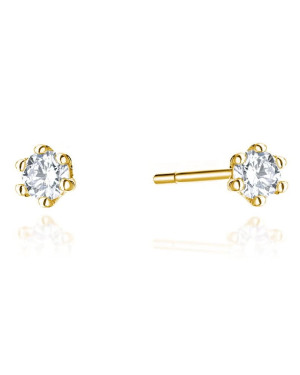 Gold classic earrings 14k with 0.08ct diamond