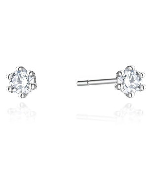 Gold classic earrings 14k with 0.08ct diamond