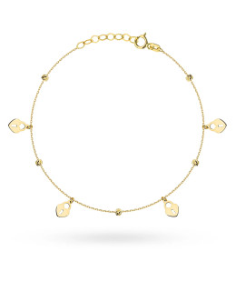 Gold bracelet with diamond-cut beads and locks