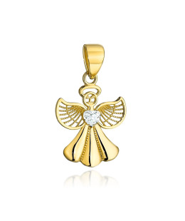 Gold pendant angel with central heart