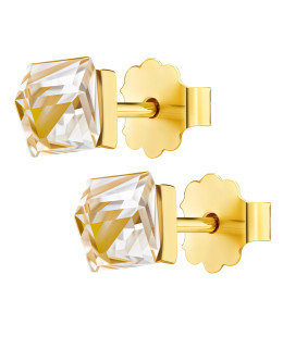 Złote kolczyki 3D sześcian 14k