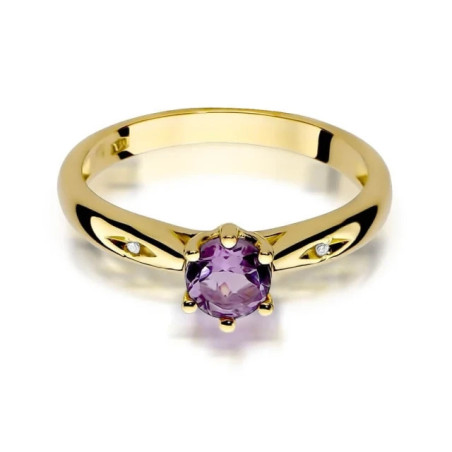 Gold ring with diamond EY-74 amethyst | GoldJewellery