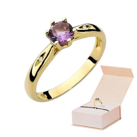 Gold ring with diamond EY-74 amethyst | GoldJewellery