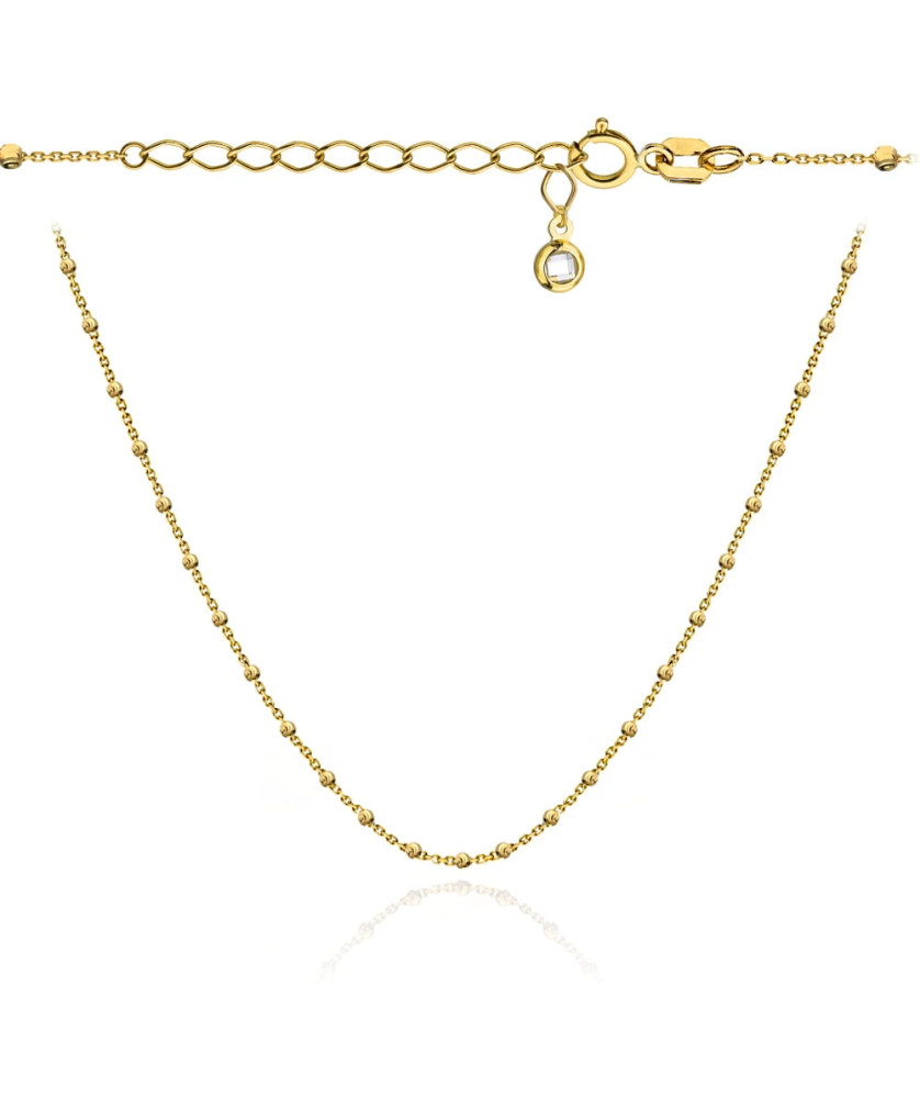 Gold necklace with delicate diamond-cut beads 42+3 cm