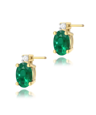 Złote kolczyki próba 14k z Szmaragdem i Brylantami 0,80ct