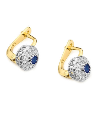 Złote kolczyki próba 14k z Szafirem i Brylantami 0,30ct