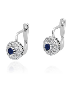 Złote kolczyki próba 14k z Szafirem i Brylantami 0,30ct