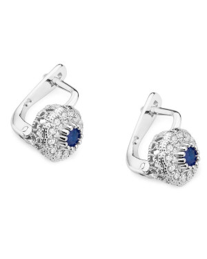 Złote kolczyki próba 14k z Szafirem i Brylantami 0,30ct