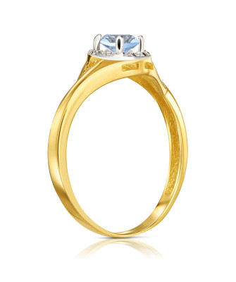Gold engagement ring blue stone
