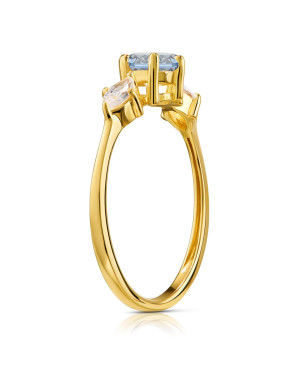 Pierścionek z dużym kamieniem błękitny