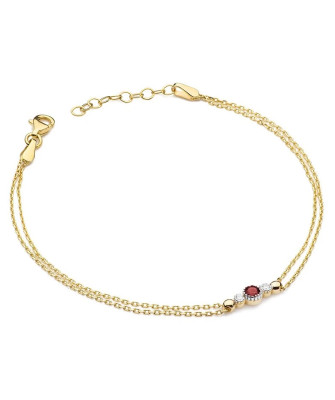 14k Gold Bracelet with Ruby and Diamonds 0.15ct