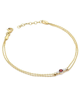 14k Gold Bracelet with Ruby and Diamonds 0.15ct