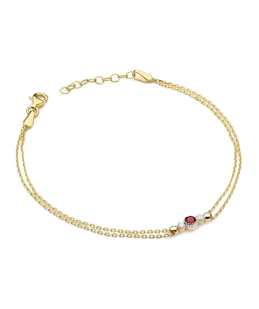 Bransoletka złota 14k z Rubinem i Diamentami 0.15ct