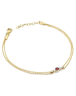 Bransoletka złota 14k z Rubinem i Diamentami 0.15ct
