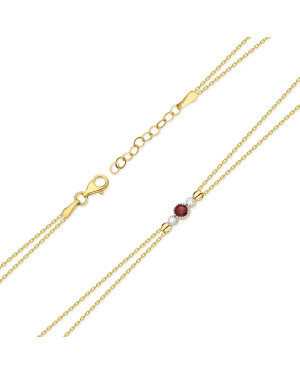 Bransoletka złota 14k z Rubinem i Diamentami 0.15ct