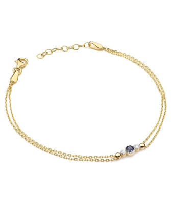 14k Gold Bracelet with Sapphire and Diamonds 0.15ct