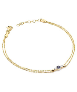 Bransoletka złota 14k z Szafirem i Diamentami 0.15ct
