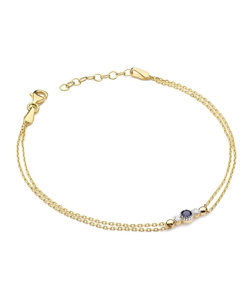 14k Gold Bracelet with Sapphire and Diamonds 0.15ct