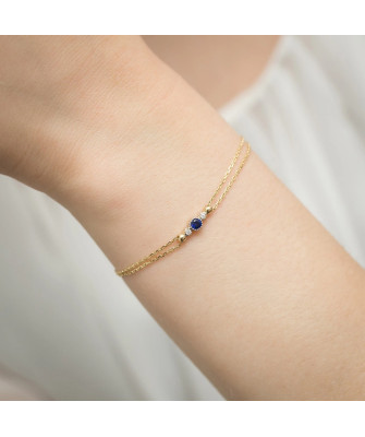 14k Gold Bracelet with Sapphire and Diamonds 0.15ct