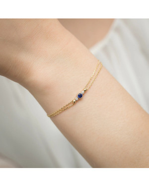 14k Gold Bracelet with Sapphire and Diamonds 0.15ct