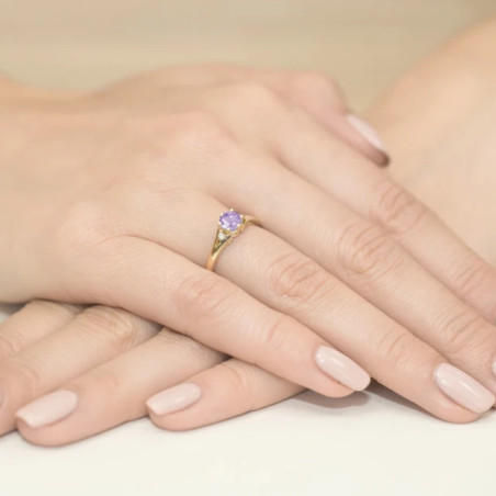 Gold ring with diamond EY-76 amethyst | GoldJewellery