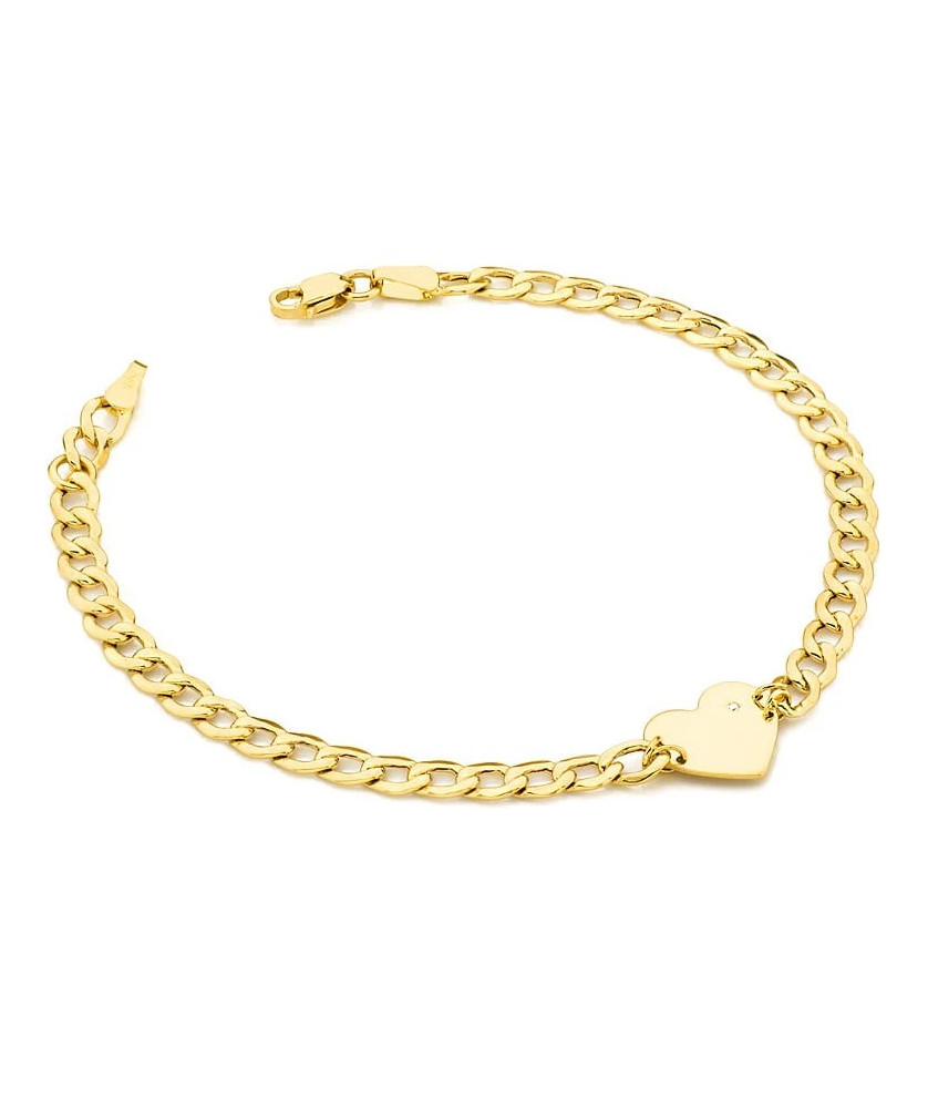Bransoletka złota 14k serce z diamentami 0.005