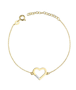 14k gold bracelet heart with 0.015 diamonds
