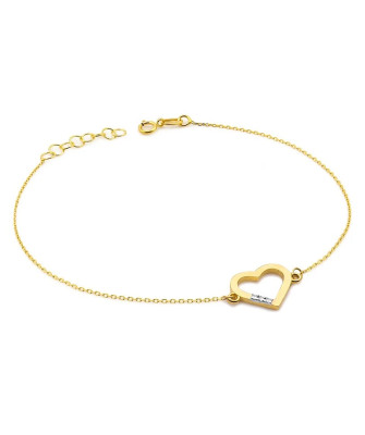 Bransoletka złota 14k serce z diamentami 0.015