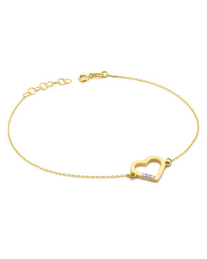 Bransoletka złota 14k serce z diamentami 0.015