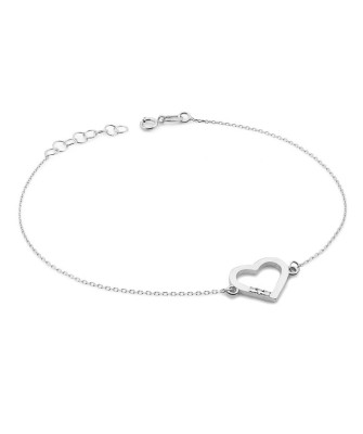 Bransoletka złota 14k serce z diamentami 0.015