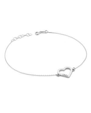 Bransoletka złota 14k serce z diamentami 0.015