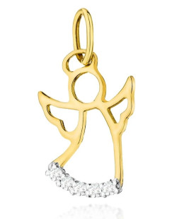 Złota Zawieszka Aniołek 14k z Diamentami 0,07ct