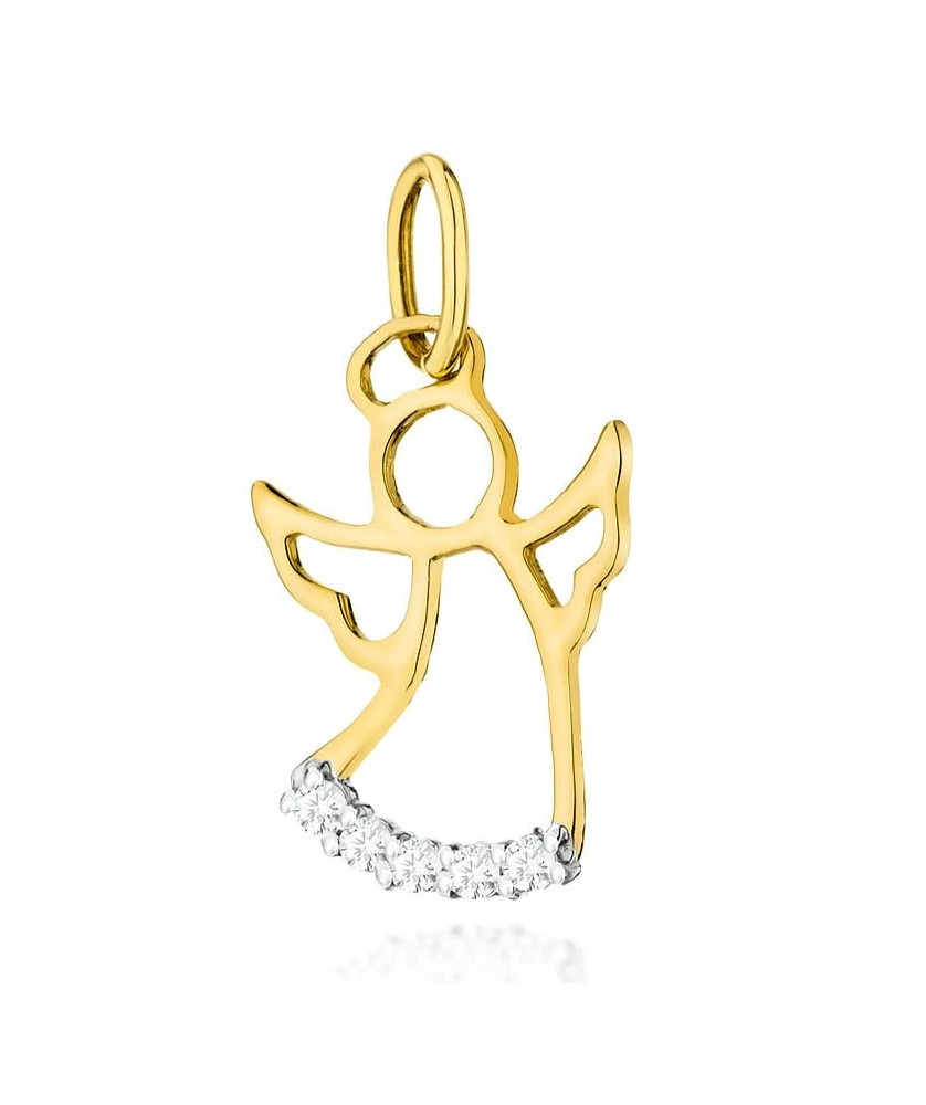Złota Zawieszka Aniołek 14k z Diamentami 0,07ct