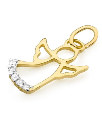 Złota Zawieszka Aniołek 14k z Diamentami 0,07ct