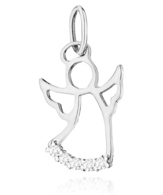 Złota Zawieszka Aniołek 14k z Diamentami 0,07ct