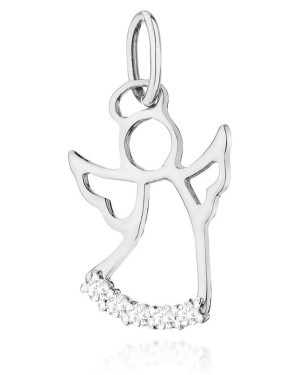 Złota Zawieszka Aniołek 14k z Diamentami 0,07ct