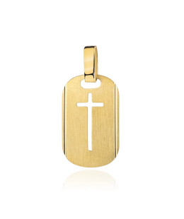 Gold medal satin plate with a cross