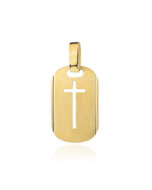 Gold medal satin plate with a cross