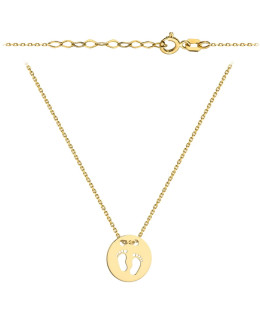 Gold necklace with footprints in a full circle